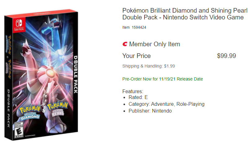 Pokemon Brilliant Diamond and Pokemon Shining Pearl Double Pack