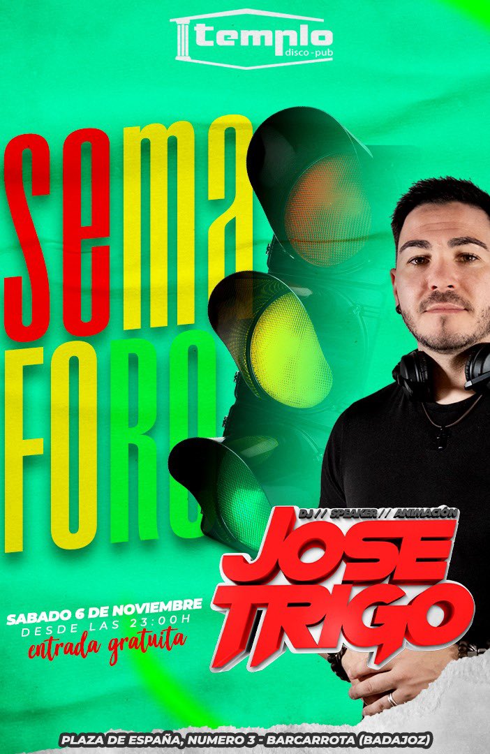 JoseTrigoDj's tweet photo. ⚠️ ⚠️SABADO 6️⃣de Noviembre ponemos rumbo El Templo 🏛 ⚠️⚠️ 

Llevaré la maleta 🧳 llena de buenos temazos 🎶 🎵 para hacer bailar a toda mi gente guapa 🥰

Quemamos 📍Barcarrota📍🔥 🔥 

Vamos con la maleta llena del mejor Reggaeton y Perreo Urbano, Flamenco y Comercial 🎶🎧🎵 https://t.co/zFqDQi6xO7