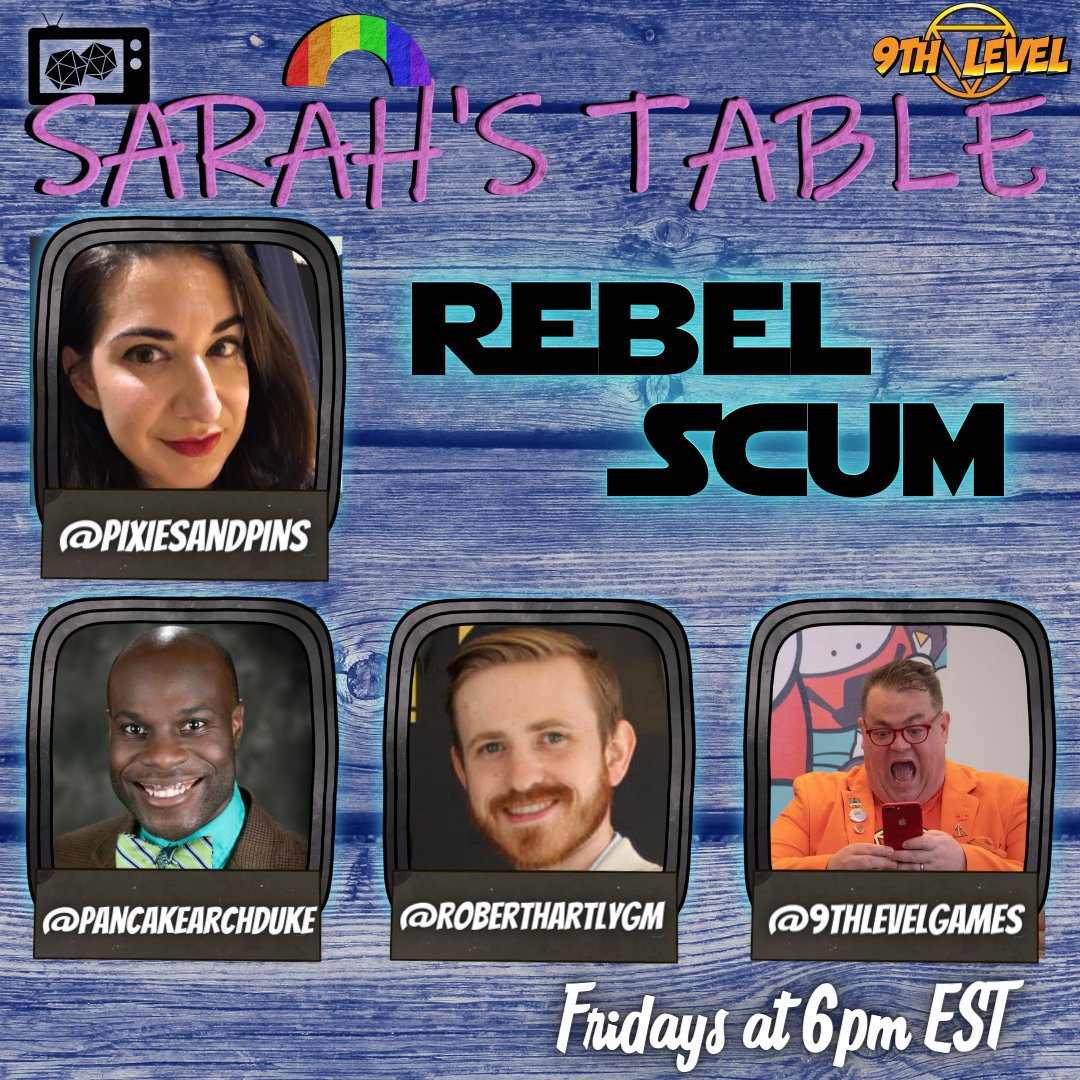 LevelUpTTV's tweet photo. This week we start our first episode of three of 9th level games Revel Scum, Watch it today 6pm EST. #actualplay #letsplay #game #ttrpg #cast #tabletop #tabletoprpg #games #gaming #gamer #roleplaying #rpg #dice #nerd #twitch #labyrinth #9thlevelgames https://t.co/jIoF0lYSrV
