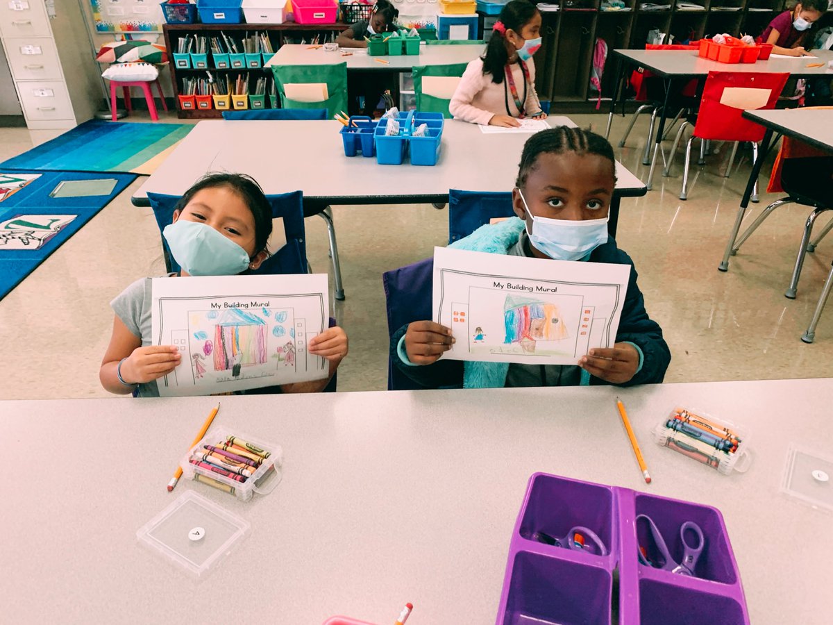 We all got to be artists today! 🎨🖌 We read Maybe Something Beautiful and learned how we can brighten our own community through art.