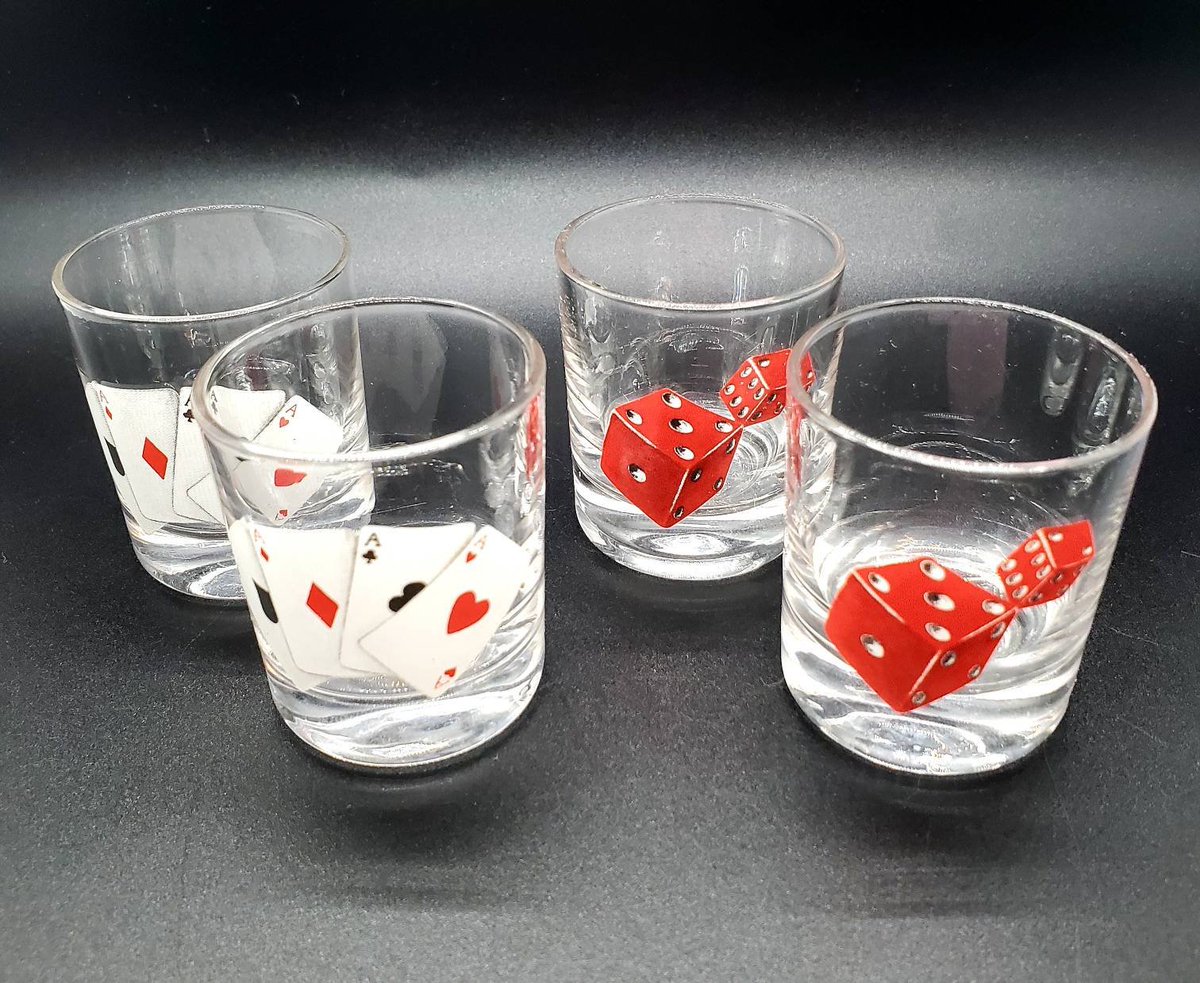 Imaginations47's tweet photo. Excited to share the latest addition to my #etsy shop: Playing Card Ace&amp;#39;s or Dice Shot Glasses Set of 2 #shotglasses #playingcardsglass #diceshotglasses #acesshotglasses #aces #dice #playingcards #aceswild #poker https://t.co/JDDrNSbm0V https://t.co/4S5ujSz1YE