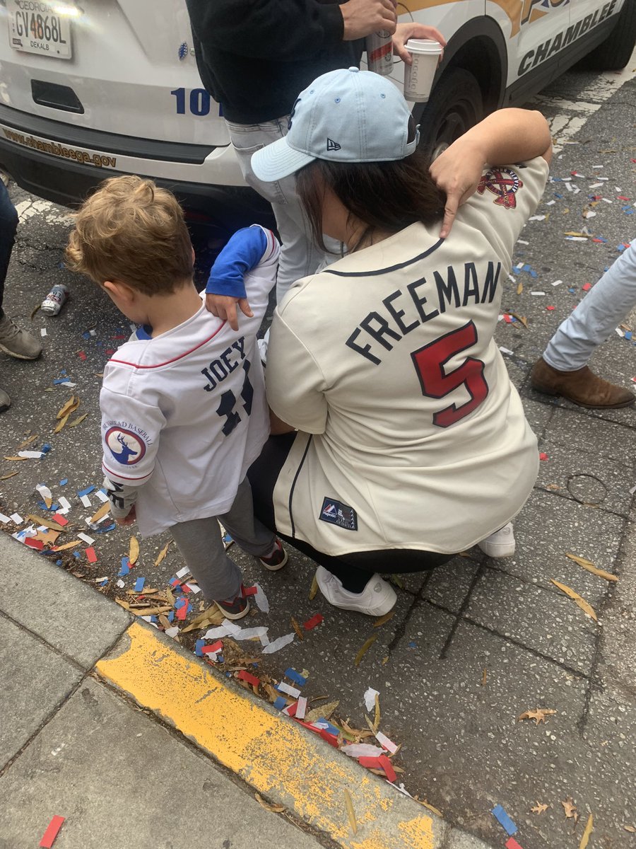ngelaPowers's tweet photo. First pic is my nephew and I in 2018 and the others are today. He’s an even bigger Braves fan than me. #battlewon #BattleATL #braves #worldseriechamps https://t.co/o07ONtNoNR