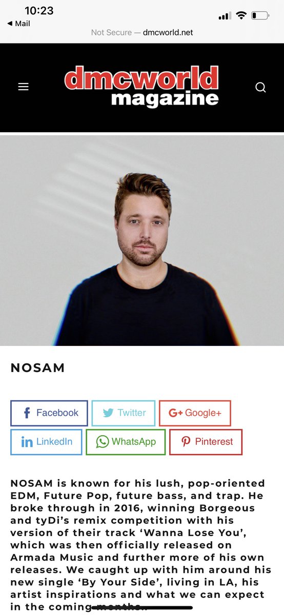nosammusic's tweet photo. Check out my interview with @dmcworldmag magazine, and how I made “By Your Side” #interview #NOSAM #producing #NewMusicFriday https://t.co/AZ30m7Cdqv