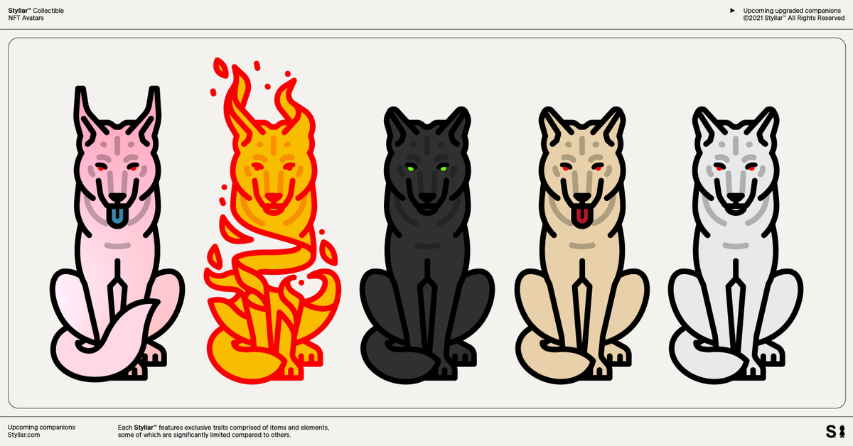STYLLARNFT's tweet photo. How do you like these new Wolfs? 🐺

New variants just got added to our upcoming items merger. Full formulas are gonna be released next week.

Join our Discord for more sneak peek.
https://t.co/p0nyXccygy 

 $LUNA $UST https://t.co/JuxZSjDvJr