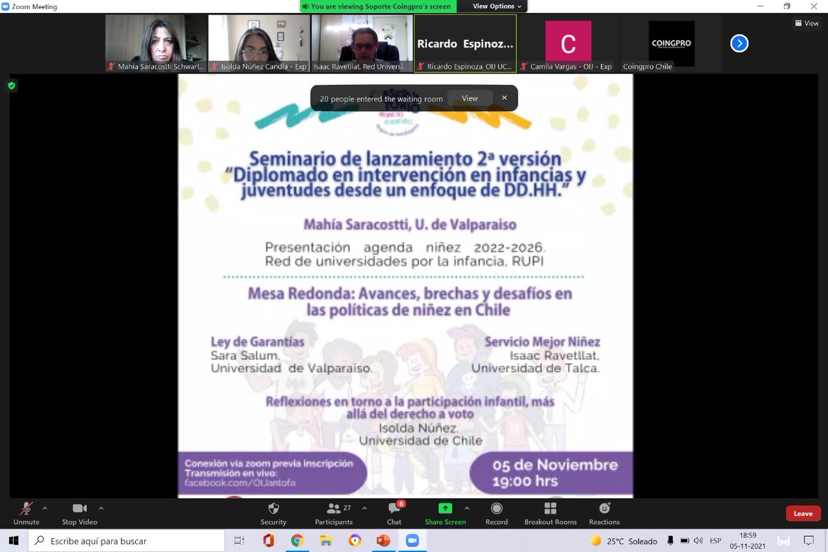 ¡Ya comenzó! el Seminario de <a href="/observaninez/">Observatorio Niñez y Adolescencia</a>  que inicia el lanzamiento de la 2da versión "Diplomado en intervención en infancias y juventudes desde un enfoque de DD.HH". No te pierdas a <a href="/SaracosttiMahia/">Mahia Saracostti S.</a>  facebook.com/OIJantofa/vide…