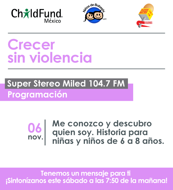 N_Bobashi2522's tweet photo. Iniciamos #Noviembre con programación en #MiledRadio "Me conozco y descubro quien soy". #CrecerSinViolencia https://t.co/GELBtKEleh