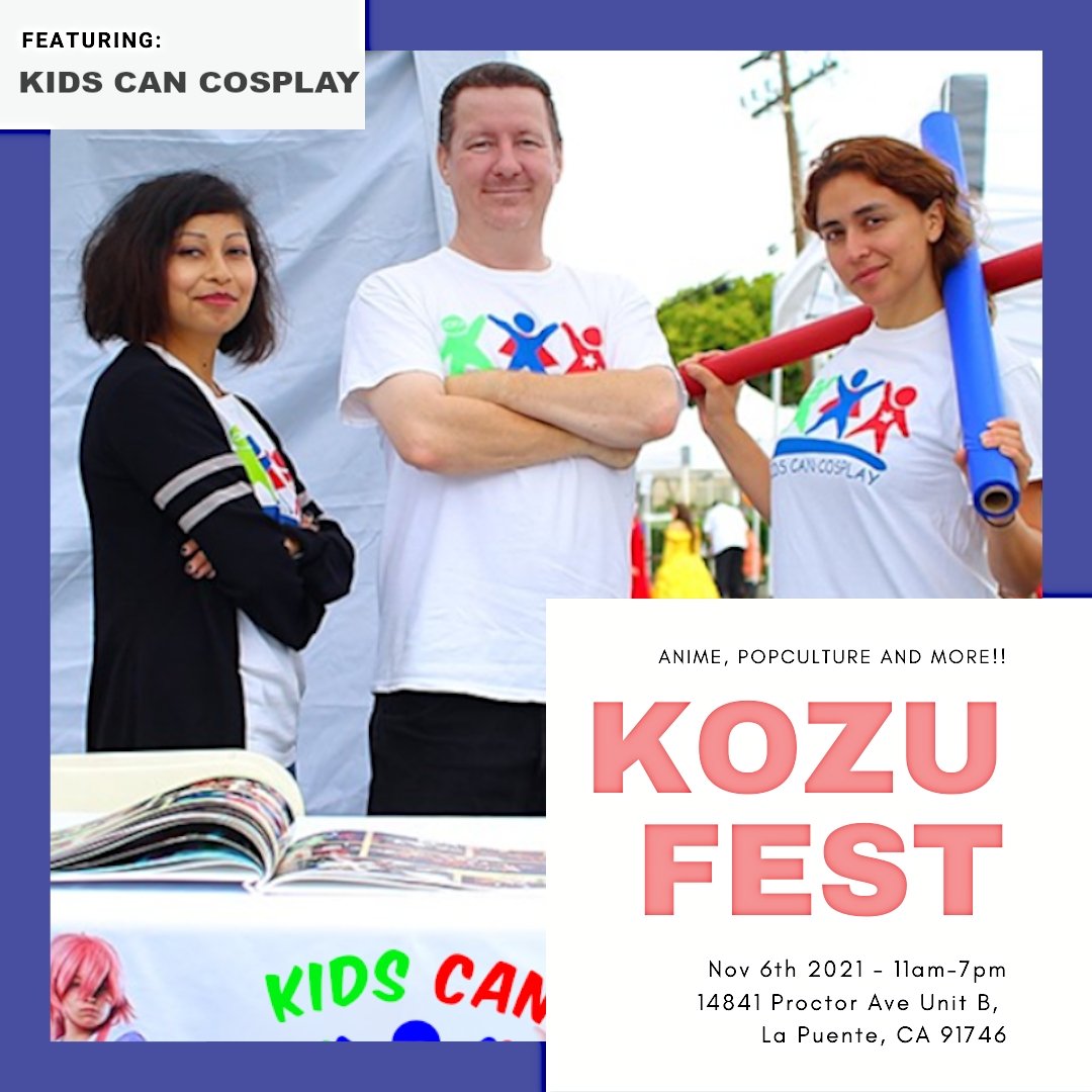 KidsCanCosplay's tweet photo. Come visit us at kozufest this weekend.   A  free, family fun,  celebration,   of anime and cosplay and much more. https://t.co/Ihuw9xRHBZ

 @cosplayamerica @TheLACosplayCon @ParksAndCons @SciFAnime @AnimeNewsNet @AnimeExpo #anime #kidscosplay #kidscancosplay https://t.co/Za9Uz6QhoW