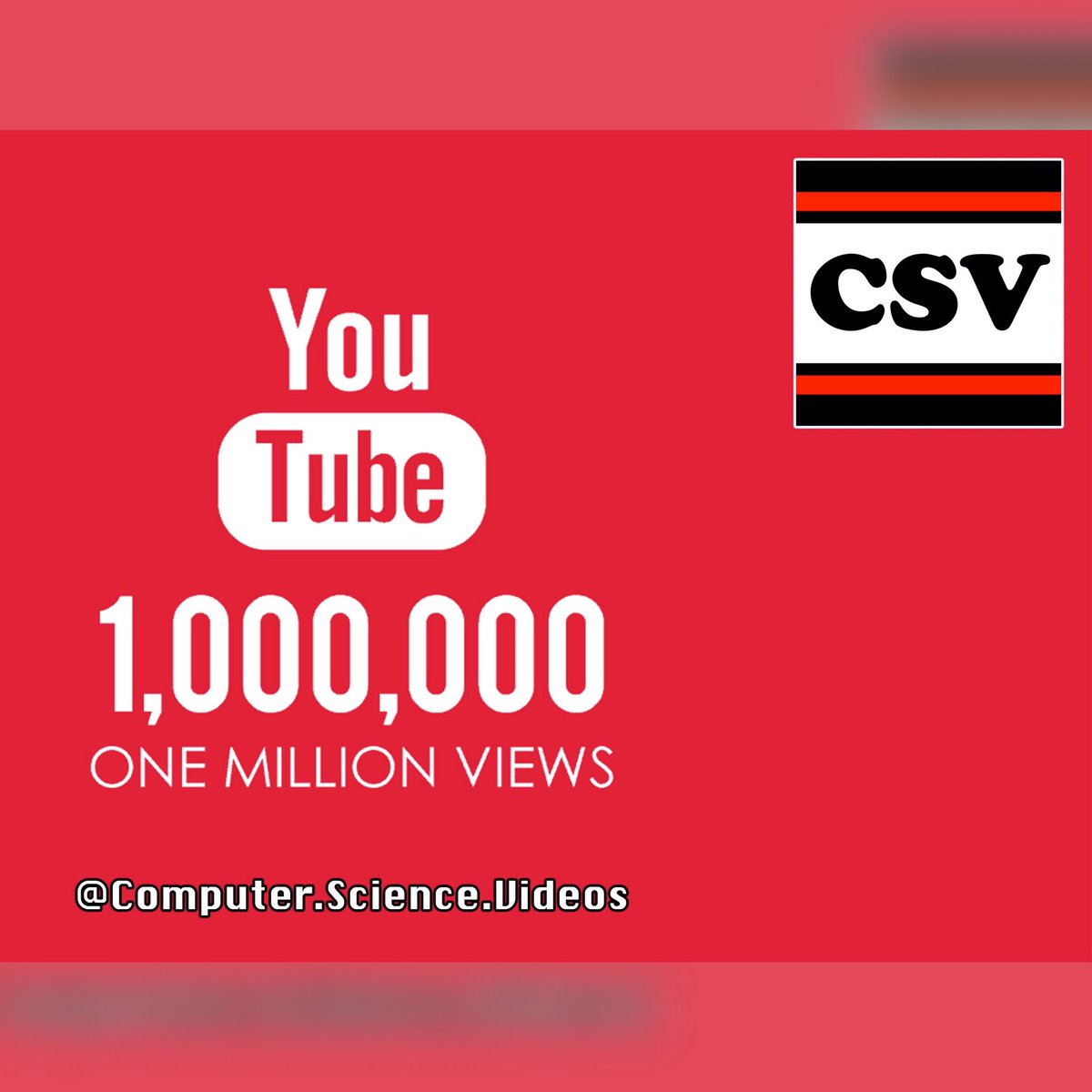 ComputerVideos's tweet photo. #ComputerScienceVideos Hits 1,000,000 YouTube Video Views - 5th November, 2021
————
#ANewMilestone #YouTubeAchievement #1MillionViews #YouTubeChannel2021 #EducationMatters #ComputerScience #SoftwareEngineering #ITTechSupport https://t.co/DqNMmLfg96