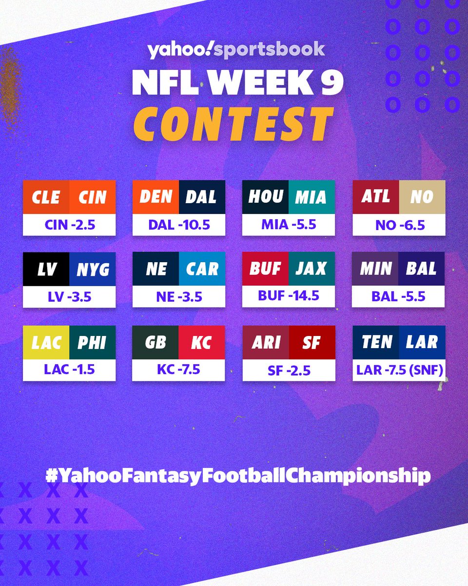 YahooSportsbook's tweet image. 🚨 LIVE $200K DFS event at MGM National Harbor for Week 14 🚨

How to earn an entry: 
1. Comment 5 picks ATS using #YahooFantasyFootballChampionship
2. Predict total points scored on Sunday (tiebreak)
3. Follow us 
4. RT this post
Closes Sun 1pm ET

Rules: yhoo.it/38UnpNg