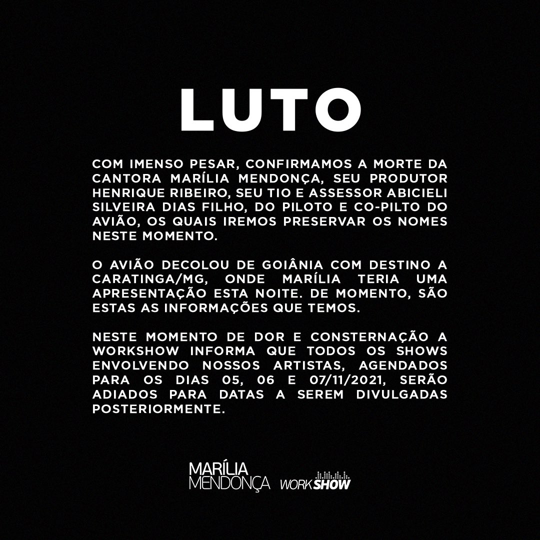 “Você virou saudade aqui dentro de casa"... 🖤 Sua música fez história em nossos corações. Que Deus apare e conforte todos os corações que choram com sua perda.

#MaríliaMendonça #Luto