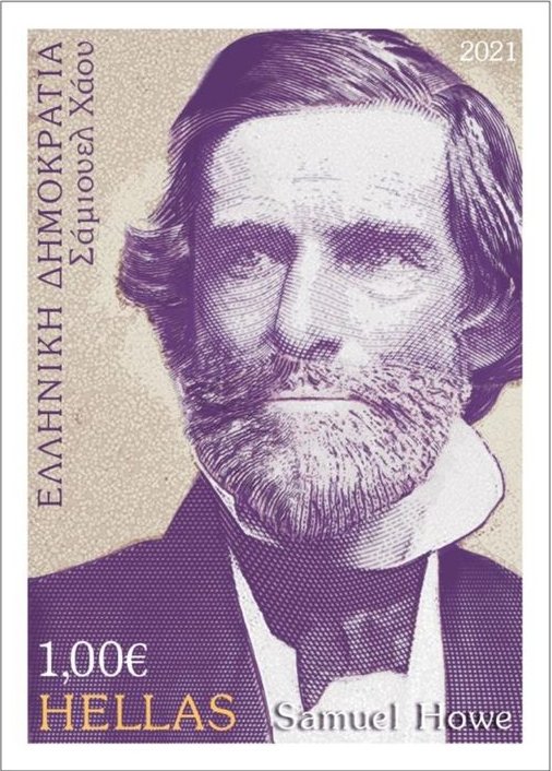 GreeceInUSA's tweet photo. The Hellenic Post honoring the contribution of the Philhellenes to the success of the #Greek War of Independence issued a commemorative set of stamps entitled “Greece 1821-2021, Philhellenes”.  Among them is the American Samuel Gridley Howe. Learn more via https://t.co/lnrBUvYHDT https://t.co/4ckND0VtIH