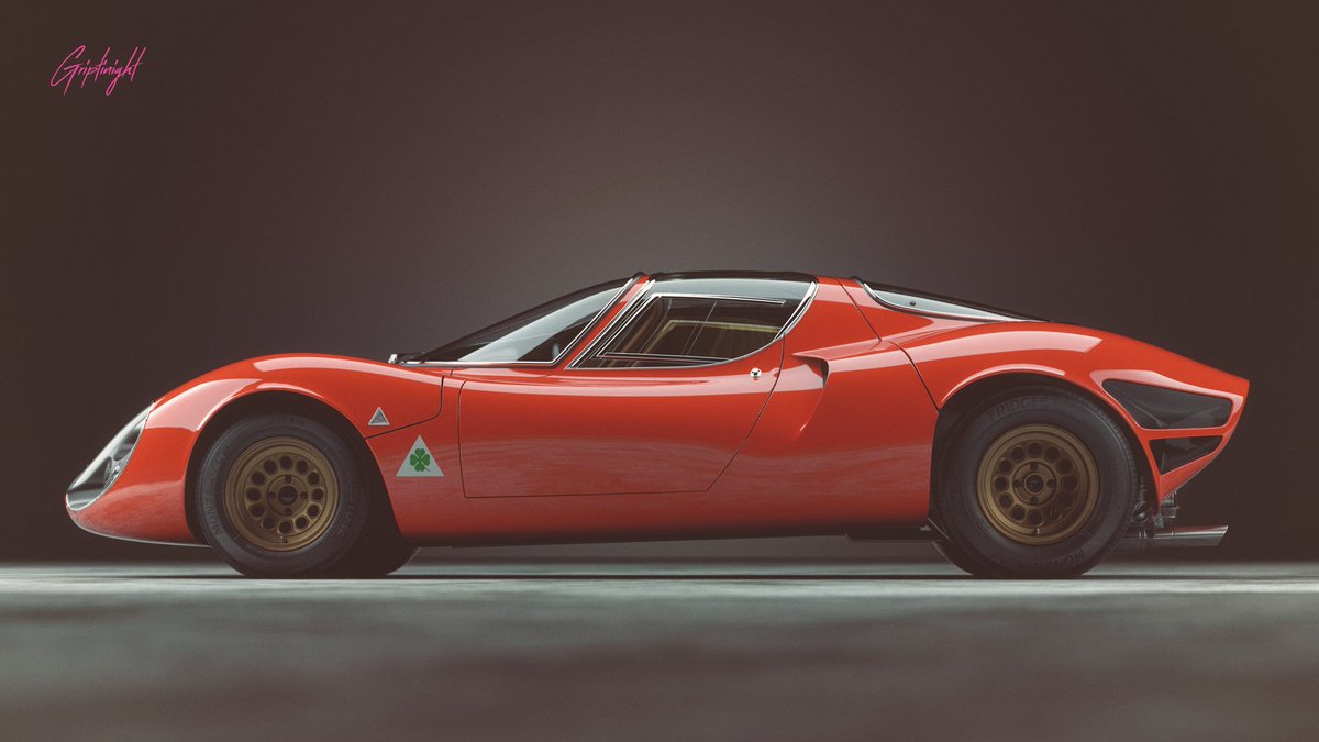 gripdesigns's tweet photo. Working on my materials and lighting in #cinema4D and #octanerender with this 67 Alfa Romeo Tipo. Shoutout to @wirewheels.club for the excellent model. Still working toward photorealistic renders. #3dart #3drender https://t.co/SunmeaJr67