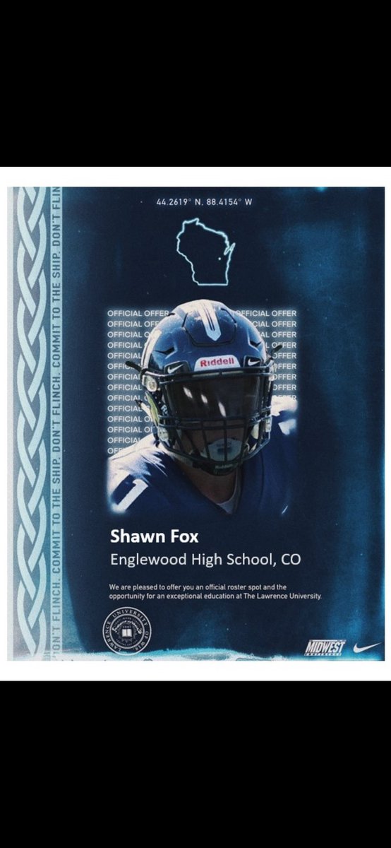 7shawnfox's tweet photo. I am beyond bless to receive my first official  offer from Lawrence University! 🔵⚪️ @coachyakes7 @Coach_Sosinsky1 @LUVikingsFB #SailsUp https://t.co/konjyiQrZw