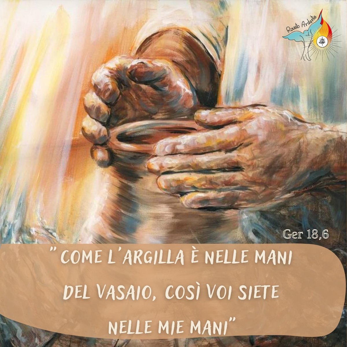RovetoArdente's tweet photo. Non temere, sei nelle mani di Dio!👐
Lascia che ti modelli secondo il suo volere, Egli è il #vasaio.
Ridona a Gesù l'#autorità sulla tua vita e prendi la forma che Lui vuole darti perché ti ama più di chiunque altro❤️ https://t.co/wk6GRyoUcj