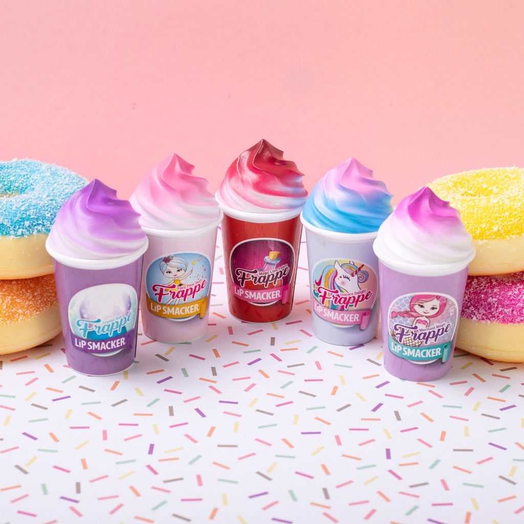 It's #NationalDonutDay balm squad! Grab your favorite frappe cup to go along with it 😉🍩 Available on our website✨ let us know which frappe flavor is your favorite in the comments below. #lipsmacker #bestflavorforever