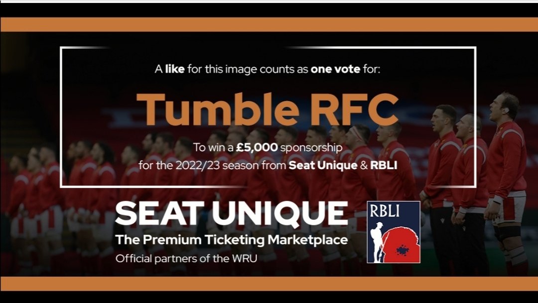 Clwb Rygbi Y Tymbl (@tumblerfc) on Twitter photo ‼️‼️WE NEED YOUR HELP‼️‼️
Tumble RFC need your help! <a href="/ypiodbach/">Tumble RFC Minis and Juniors Rugby</a>
<a href="/YPiodPinc/">Y PiodPinc</a>
We’ve teamed up with <a href="/seatunique/">Seat Unique</a>
x <a href="/RBLI/">RBLI</a> to enter a £5,000 sponsorship competition!
The winner is the club with the most likes as possible to their Seat Unique post.
Please LIKE and Share 🖤🤍 ‼️‼️WE NEED YOUR HELP‼️‼️
Tumble RFC need your help! <a href="/ypiodbach/">Tumble RFC Minis and Juniors Rugby</a>
<a href="/YPiodPinc/">Y PiodPinc</a>
We’ve teamed up with <a href="/seatunique/">Seat Unique</a>
x <a href="/RBLI/">RBLI</a> to enter a £5,000 sponsorship competition!
The winner is the club with the most likes as possible to their Seat Unique post.
Please LIKE and Share 🖤🤍