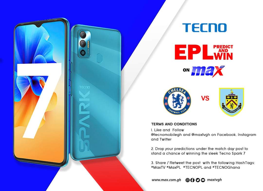 maxtvgh's tweet photo. TECNO EPL (MaxPL) Predict and Win on Max TV
2.Drop your predictions under the match day post
3. Share / Retweet the post with the following HashTags : #MaxTV #MaxPL #TECNOPL and #TECNOGhana
NB:The first correct prediction is picked as winner .Terms and Conditions Apply. https://t.co/6iRi1JGXbU