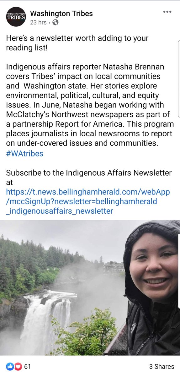 natasha_marie_b's tweet photo. What an honor to be featured on #WATribes' Facebook yesterday! Thank you 🙌

You can sign up for the Indigenous affairs newsletter here! Get it in your email every Thursday morning 👇

https://t.co/y52VvP9iVo https://t.co/cO06vKn2Iy