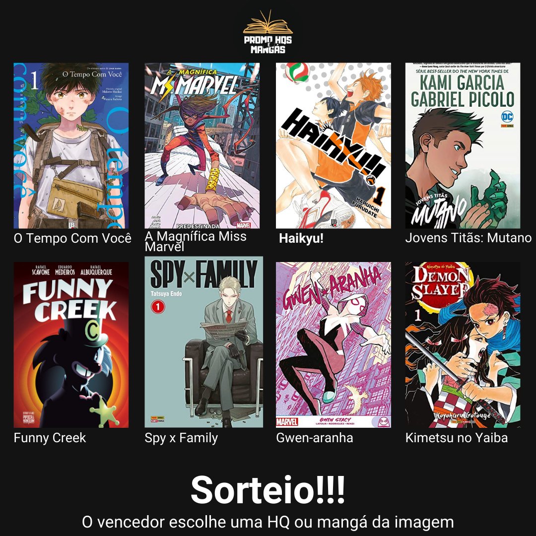 Promics_'s tweet photo. ⚡ SORTEIO RELÂMPAGO

✅Regras
- Seguir @PromoHqs
- Dar RT
- Comentar o mangá ou HQ que vai escolher se ganhar

✅Resultado: terça (09/11) https://t.co/AZj1MzpodM