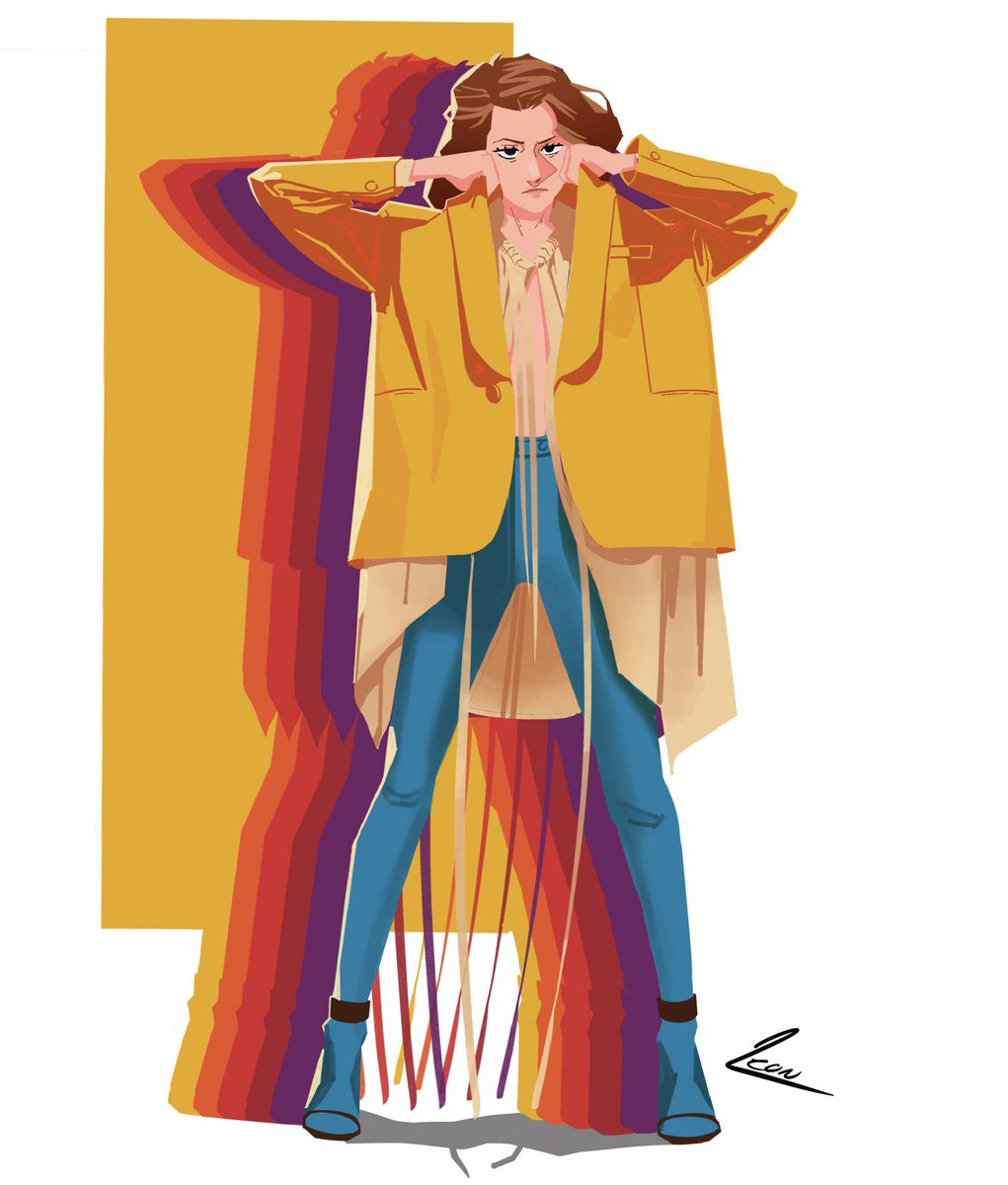 LeonnRGB's tweet photo. I found a few indie models on Pinterest decided to try something new, Her coat reminded me the yellow from the Japanese cassette tapes.

#aesthetic #characterdesign #characterart #illustration #ArtistOnTwitter https://t.co/F5jOuchKU5