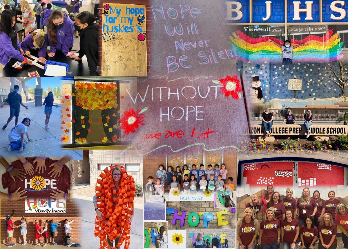 ChandlerUnified's tweet photo. Our schools' counselors &amp; social workers celebrate Hope Week by holding events and planning activities for students like poster competitions, wings of hope, gardens of hope, hope boards, chalk art, hands on hope and hope banners. @CUSDCounseling #athopeCUSD #WeAreChandlerUnified https://t.co/ygSb2kSCJC