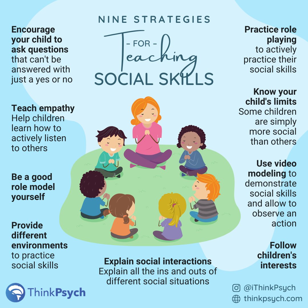 9 Strategies for Teaching Social Skills. 
#SEL #skillbuilding #socialdevelopment #empathy