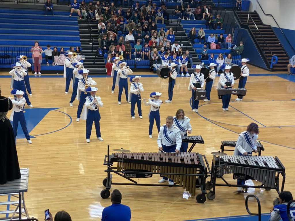 Forrest_Rockets's tweet photo. The Forrest Rocket Band of Blue presented this year’s program to the entire school today. They rocked it!! They also presented their trophies to school as well. Our RBOB competes in their State Competition tomorrow…GOOD LUCK RBOB!! 💙🚀🎺🥁 https://t.co/2mdj9KPZMo