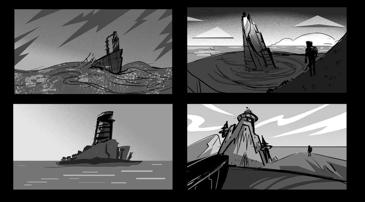 found some more sketches for this. I guess at some point there was a third character in the maze, or something 🥴 not gonna lie I just wanted to draw weird building at the time 