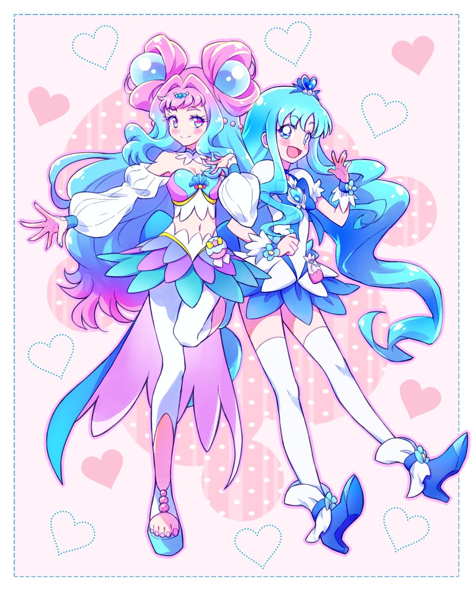 キュアマリン ,来海えりか 「ふたりは海キュア💙💙
#precure #トロプリ #ハトプリ 」|共通言語のイラスト