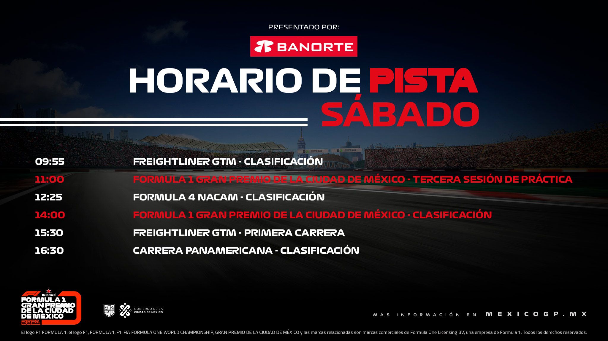 Mexico Grand Prix 🇲🇽 on Twitter: "Horarios del segundo día actividades  del #MexicoGP 2021. 🕐⬇ #F1 🕔 @Banorte_mx https://t.co/7LnLcd7sTe" /  Twitter