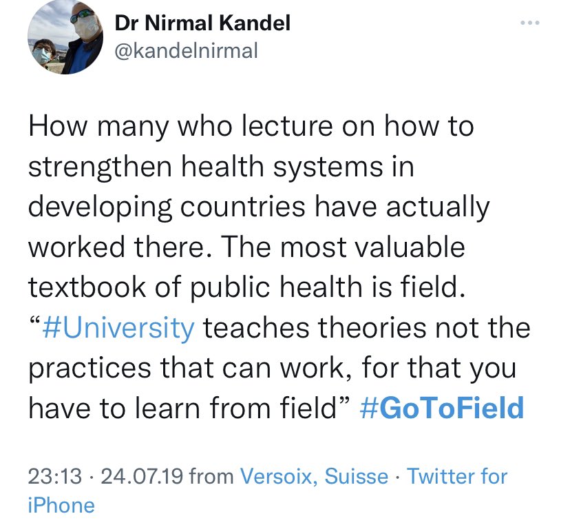 Sharing our field experience could be useful for others.

Therefore, I am starting a <a href="/twitter/">Twitter</a> challenge #URFieldExperience. 

Rule: Share your experience in 240 characters (can use video/picture) &amp; pass it to your friend, guru, idol, colleague/student to share their experience.
