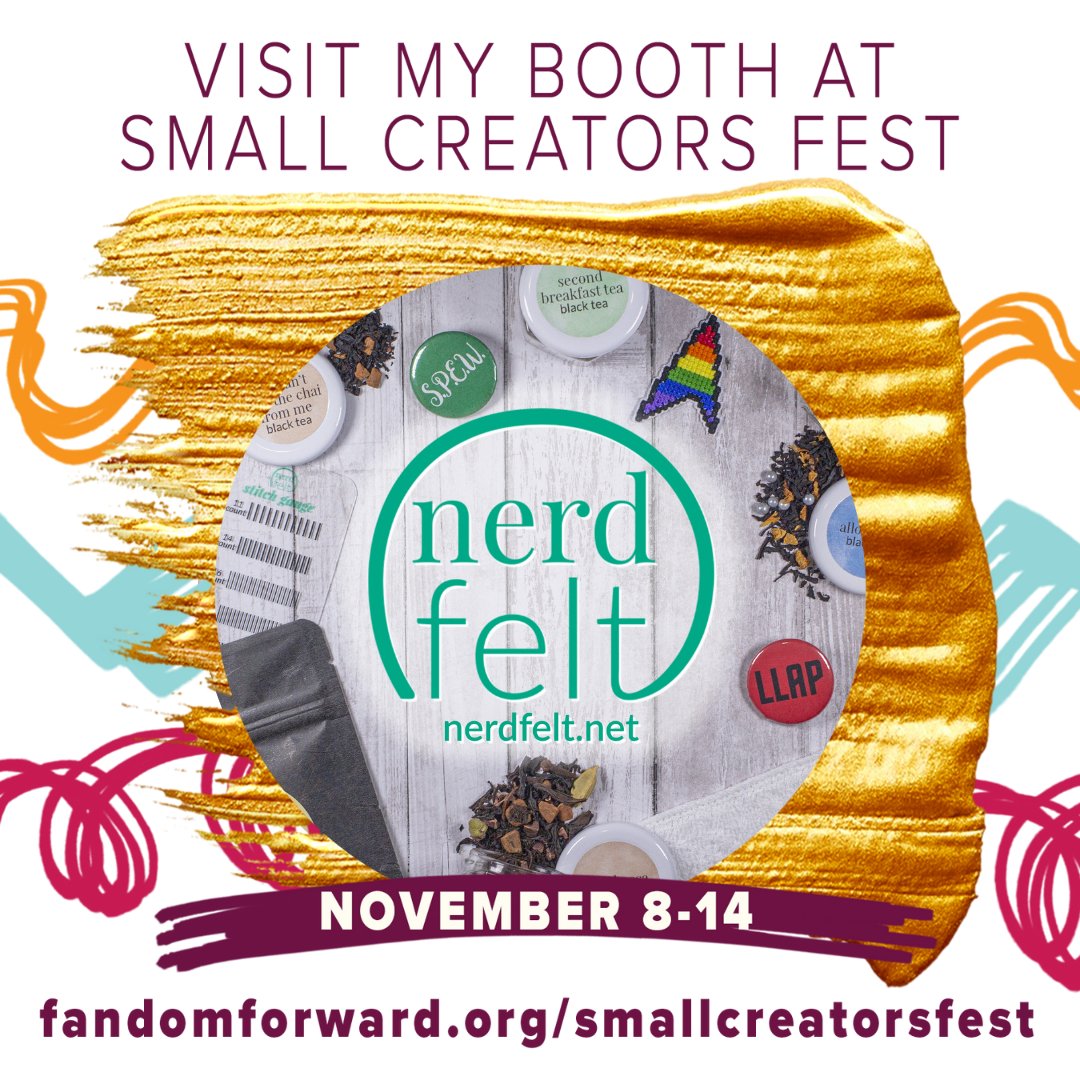 nerdfelt's tweet photo. I'm thrilled to be a featured creator in @FandomForward's #SmallCreatorsFest, a virtual celebration of fan-created art &amp; merch! Join us Nov 8-14, and for these dates only enjoy free shipping from my shop with the code: FANDOMFORWARD 
https://t.co/Ws13bacMZx https://t.co/0XKsO8DjWM