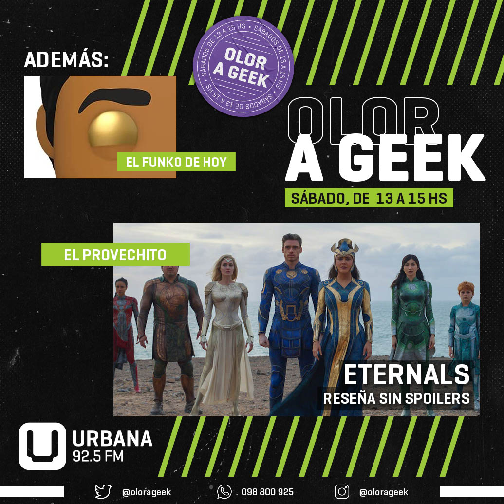 ¿Ya vieron "Eternals"? Este sábado vamos a hablar de la película (sin spoilers) además de las tradicionales secciones, música y mucho más de 13.00 a 15.00 por @urbana925 ¡De las últimas tengo!