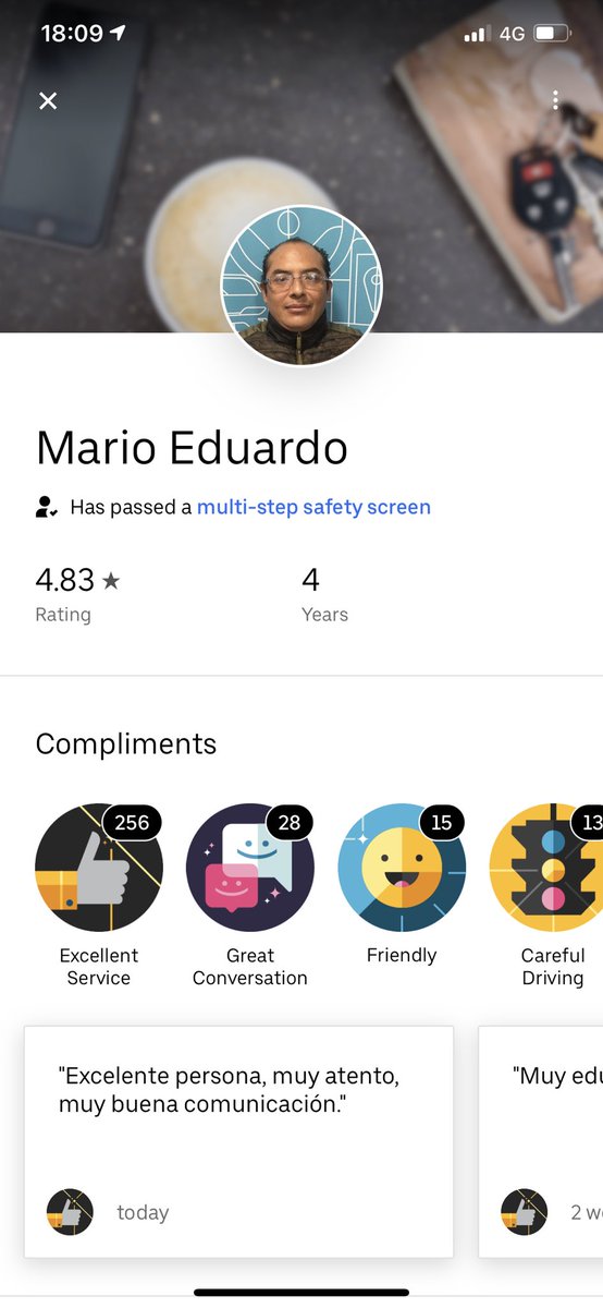 Hoy recibí una atención extraordinaria por este chofer al empezarme a sentir con la presión baja, no se fue hasta que los paramédicos del aeropuerto me dieron de alta, muchas graciaz otra vez!!! <a href="/Uber_MEX/">Uber Mexico</a> <a href="/Uber/">Uber</a> me cuido como si fuera su hija.