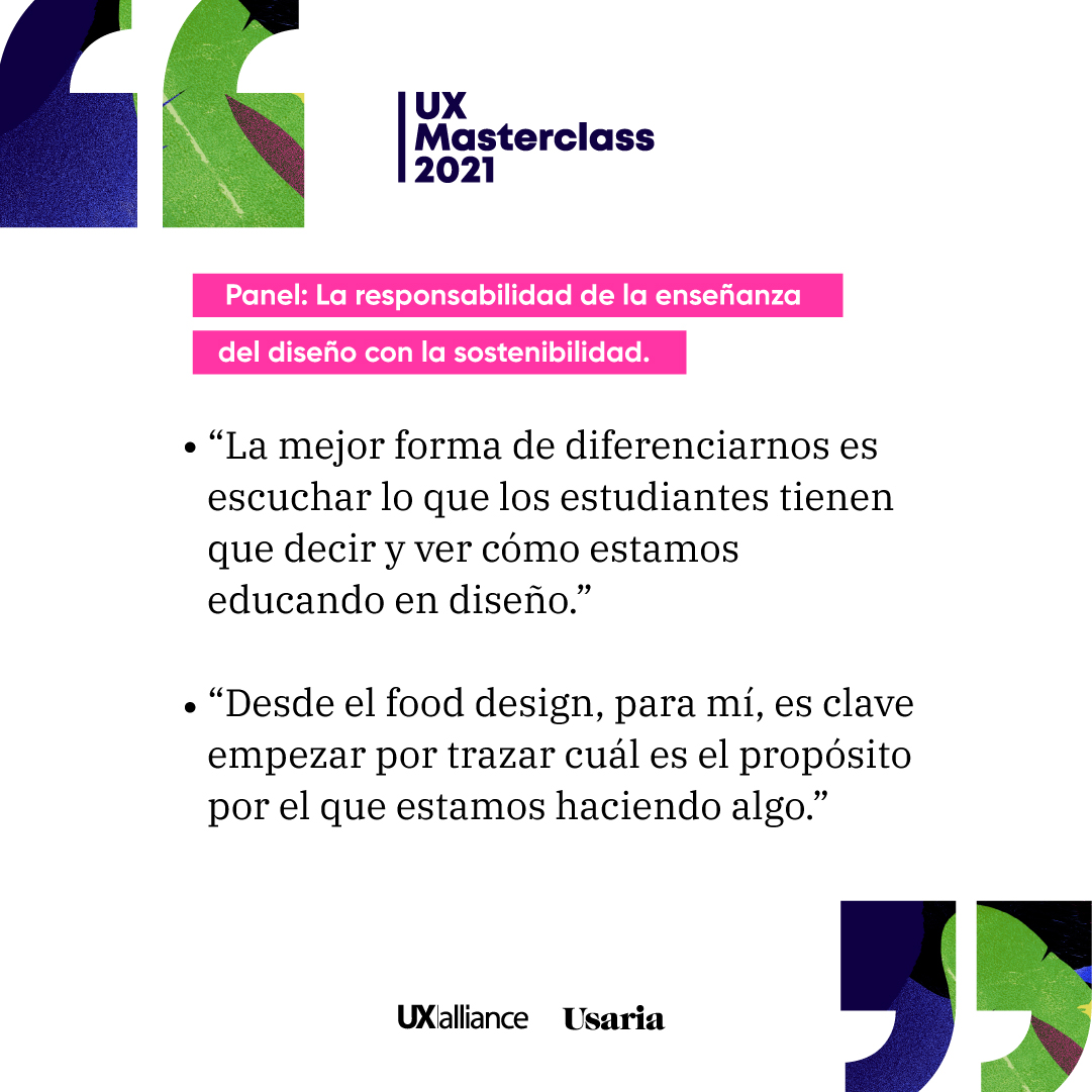 UsariaDesign's tweet photo. 📝#TomeNota Lecciones del panel: La responsabilidad de la enseñanza del diseño con la sostenibilidad, gracias a @VergesDC, @rrtuco, Nataly Restrepo, @AnaNieto08 y @AdrianSolca en la #UXMasterclass2021 https://t.co/aXa0ikiI7S