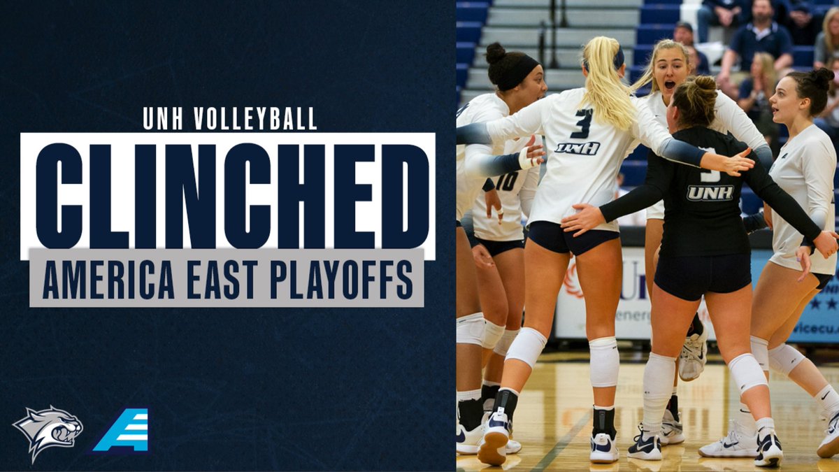 UNHVOLLEYBALL's tweet photo. Your Wildcats have qualified for the final spot in the #AEVB playoffs on Nov. 19 and 20 at UMBC! Still a lot of work to be done 👏🏻 #BeTheRoar https://t.co/dmpA8S3bZv
