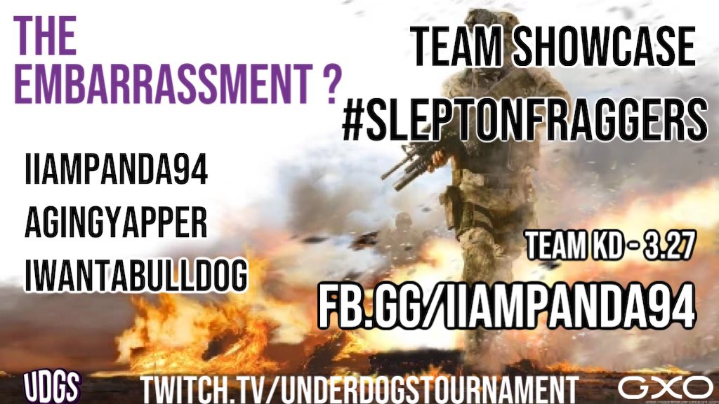 UnderdogsTourny's tweet photo. #TeamShowcase
#SleptOnFraggers

Introducing team: THE EMBARRASSMENT ?
Team captain: @iiAmPanda94 

https://t.co/ybTFYVWHMu https://t.co/hjI8PxWR0O