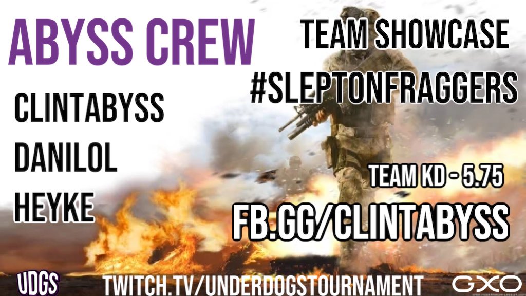 UnderdogsTourny's tweet photo. #TeamShowcase
#SleptOnFraggers

Introducing team: ABYSS CREW
Team captain: @ClintabyssPlays 

https://t.co/ybTFYVWHMu https://t.co/1tNh7waTIo