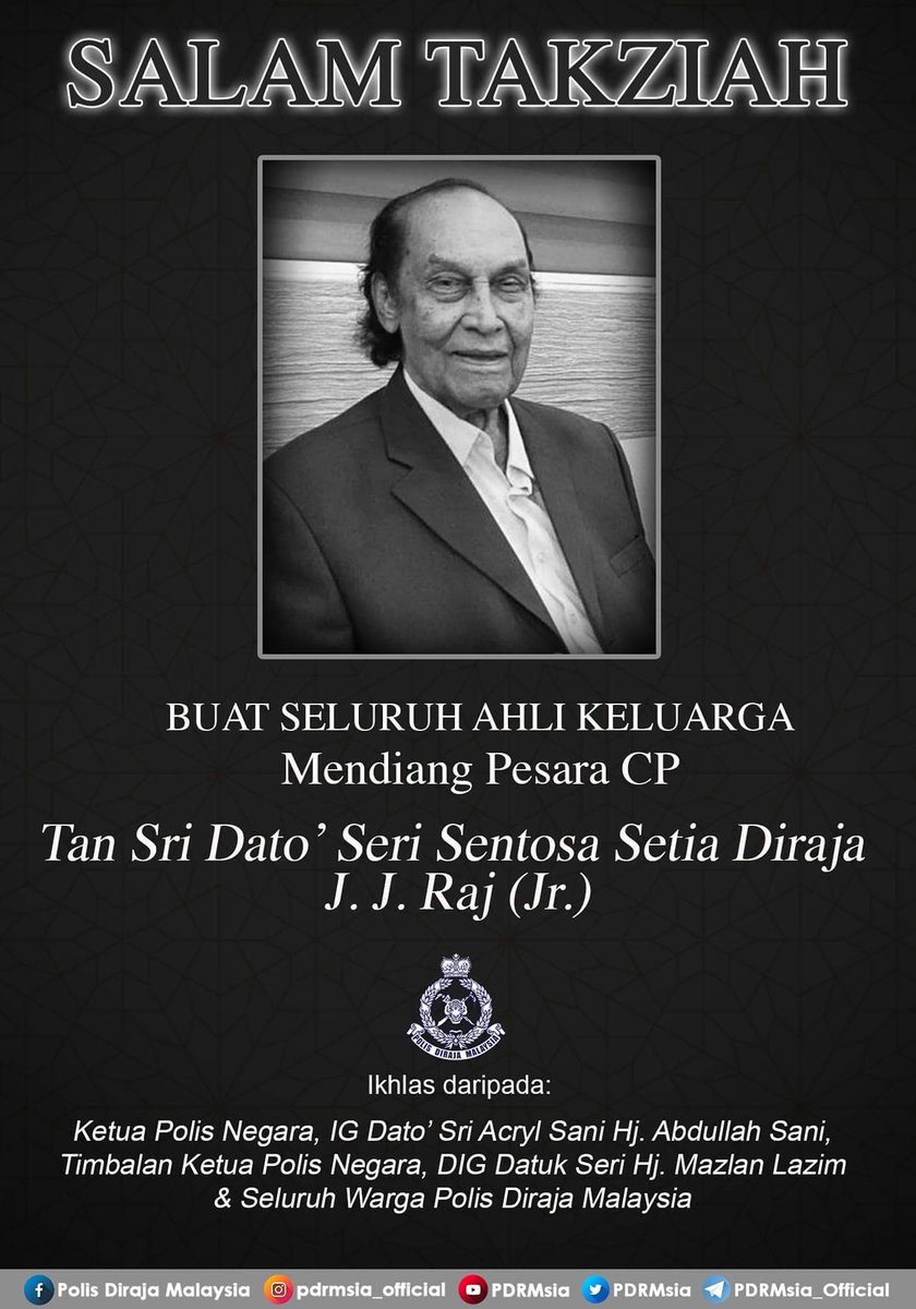 Thevibes Com S Tweet Just In Retired Police Commissioner Tan Sri J J Raj Has Died At The Age Of 101 He Was Responsible For Leading The Famed Tiger Squad That Rescued Officers From