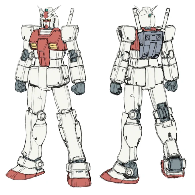 ちょっと弱そうに見えすぎたので、肩を元のガンダムのバランスに戻した、ジムの母体なったという妄想改修前4号機&5号機。ここから改装されてM-MSVやゲームの4号機&5号機になる。6~8号機も同仕様で存在していた可能性はある。 