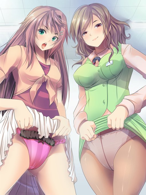 どっちのぱんつが好きなのかしら? Wたくしあげ pixiv1000ブクマありがとうございました! 