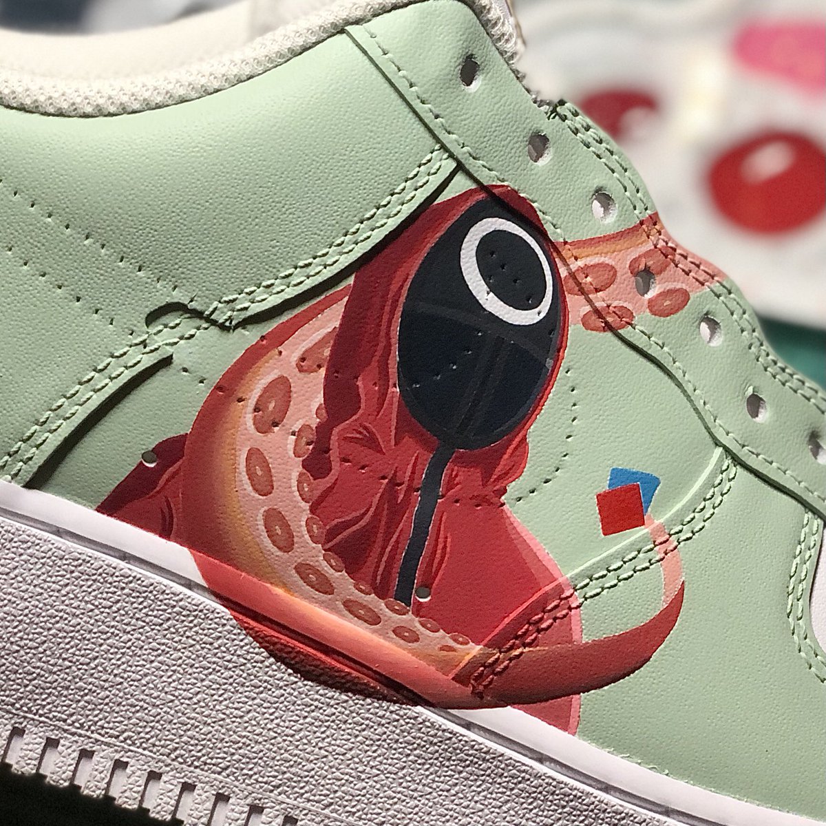 jdocustoms's tweet photo. WIP of the Squid Game AF1s. Really looking forward to sharing these! 

#SquidGame #squidgameart #customsneakers #customshoes #sneakerart #Netflix #custom #art https://t.co/OkSyfucRgL