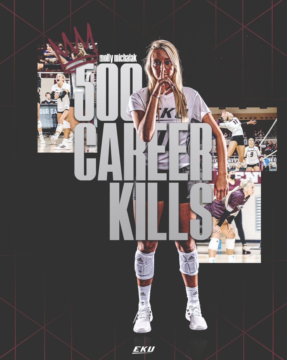 EKUVolleyball's tweet photo. Congratulations to @mollymichalak23 who recorded her 500th career kill in tonight's 3-2 win over Lipscomb. https://t.co/3qvc0PiCZm