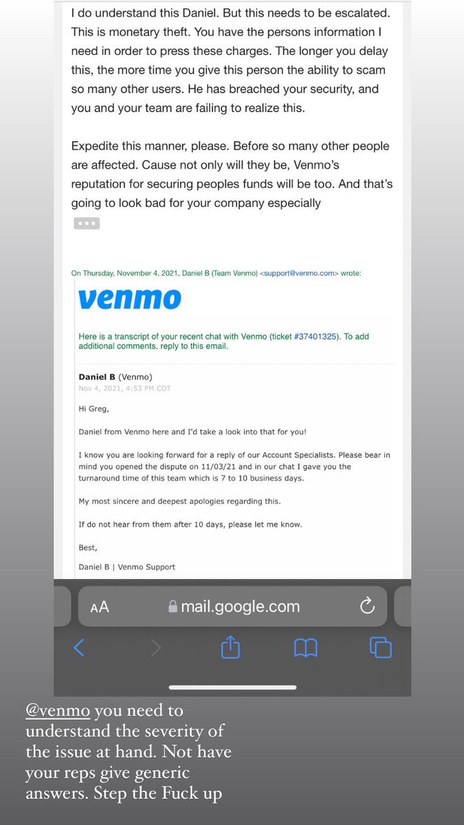 WendysNihilist's tweet photo. I love how horrible the @VenmoSupport team is. Guess they’d rather be taken to court in the place of the person who stole funds from my account. #customersupportmyass https://t.co/JuZHFEBb0X