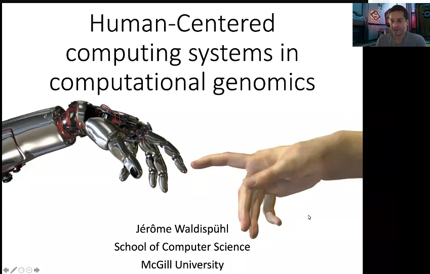 MooresResearch's tweet photo. Thanks a lot Jérôme @waldispuhl for your lecture on gamifying genomics at #BIOT505 at @McGillChemistry #BioTechIsFun 💻🕹️🧬 https://t.co/igNa83xYfv