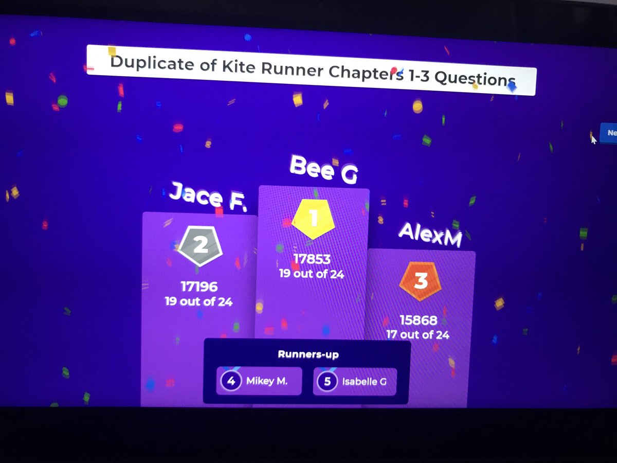 imcavoyCent's tweet photo. Kahoot Champs for today!  Congratulations, and keep reading! https://t.co/OSZGtgTEW3