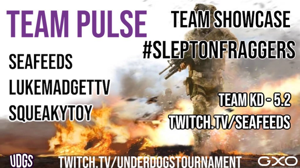 UnderdogsTourny's tweet photo. #TeamShowcase
#SleptOnFraggers

Introducing team: TEAM PULSE
Team captain: @SeaFeedsTTV 

https://t.co/ybTFYVWHMu https://t.co/LlZltDaq35