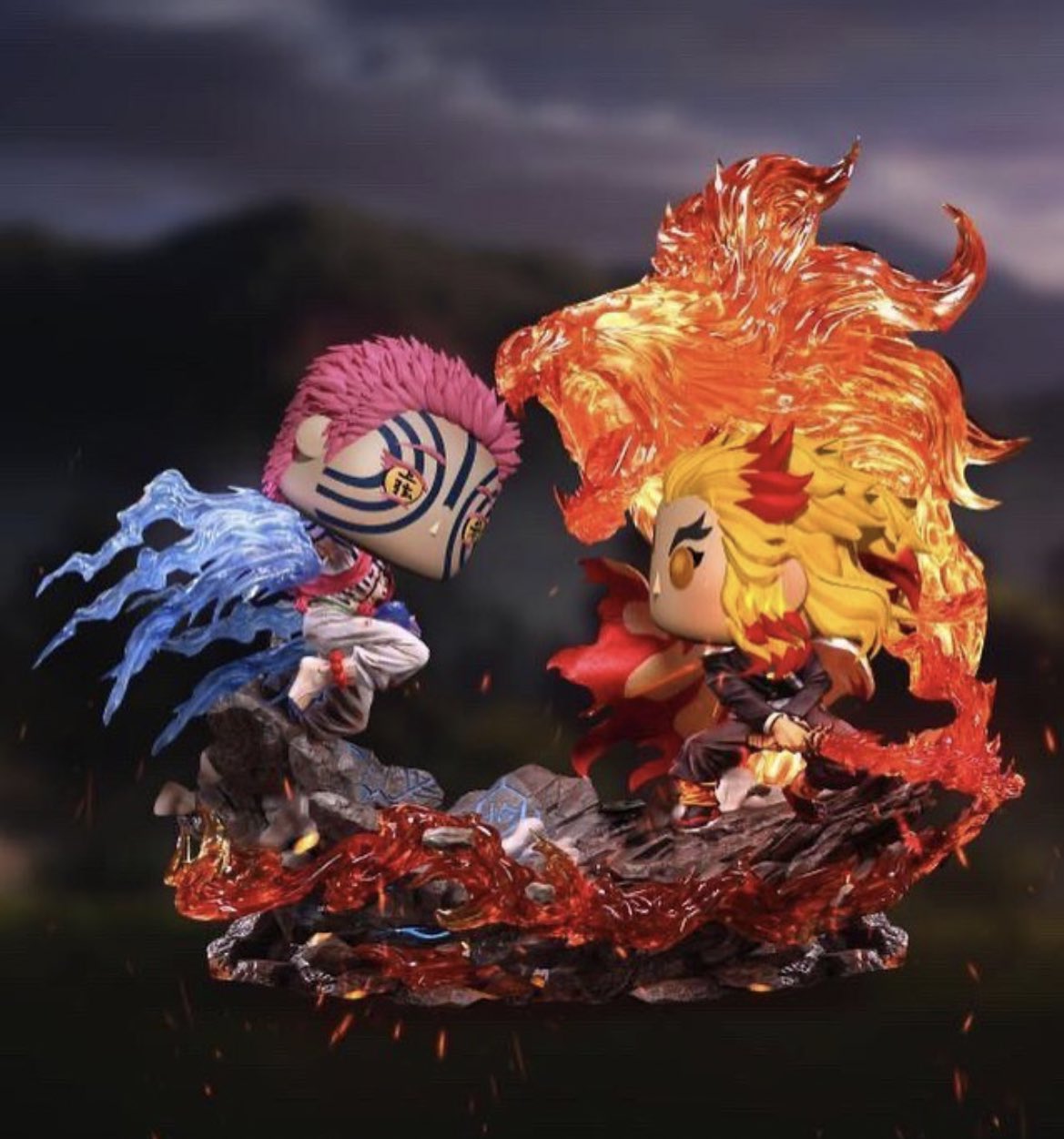 Funko Pop News The Detail Is Strong With This One What Do You Think About This Awesome Rengoku V Akaza Funko Pop Custom By Ig C F Funkos Demonslayer Fpn