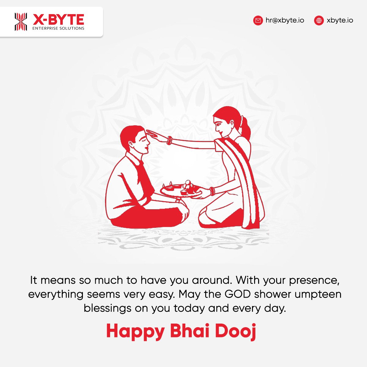 xbytehr's tweet photo. 🎉Celebrate the sweet bonding with your brother and sister. Happy Bhai Duj to all of you from our team!🎉 

#BhaiDuj #BhaiDujCelibrations #BhaiDuj2021 #BhaiDujGifts #BhaiDujFestival #HappyBhaiDooj #HR #XByteSolutions #XByte https://t.co/CWVJhgobSd