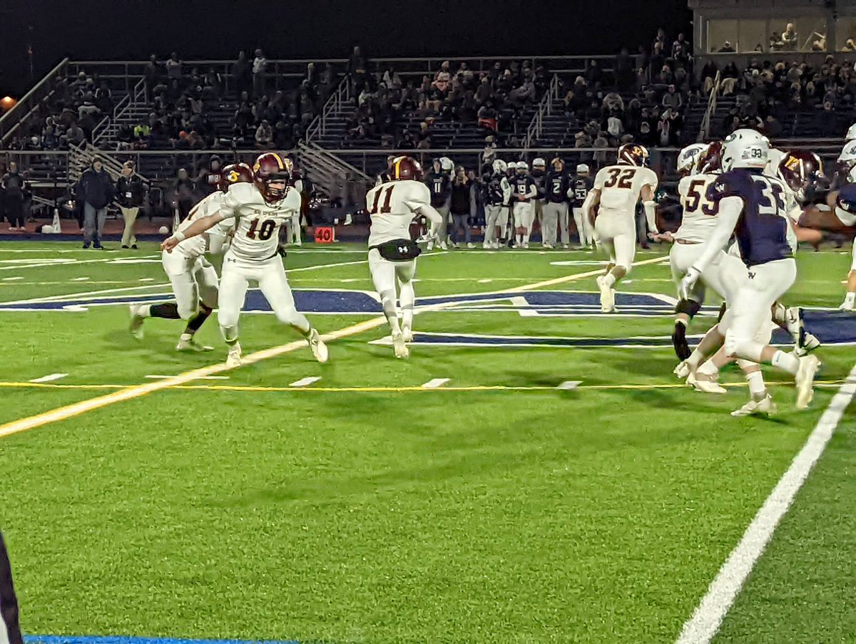 Bulldogs Win!  The first playoff win in school history.   The dogs won 49-35 over  Conrad Weiser.